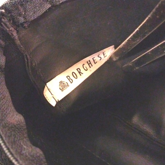 BORGHESE ROMA Crossbody Satin GEO w Shoulder Strap Chain & Faux Fur Pom Charm - Picture 5 of 14